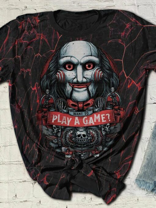 Want To Play A Game Halloween Characters 3D All Over Printed T-Shirt For Men And Women, Happy Halloween Day