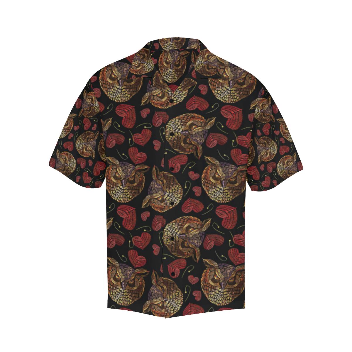 Owl Pattern Print Design Hawaii Unisex Aloha Short Sleeve Casual Shirt Ha105036