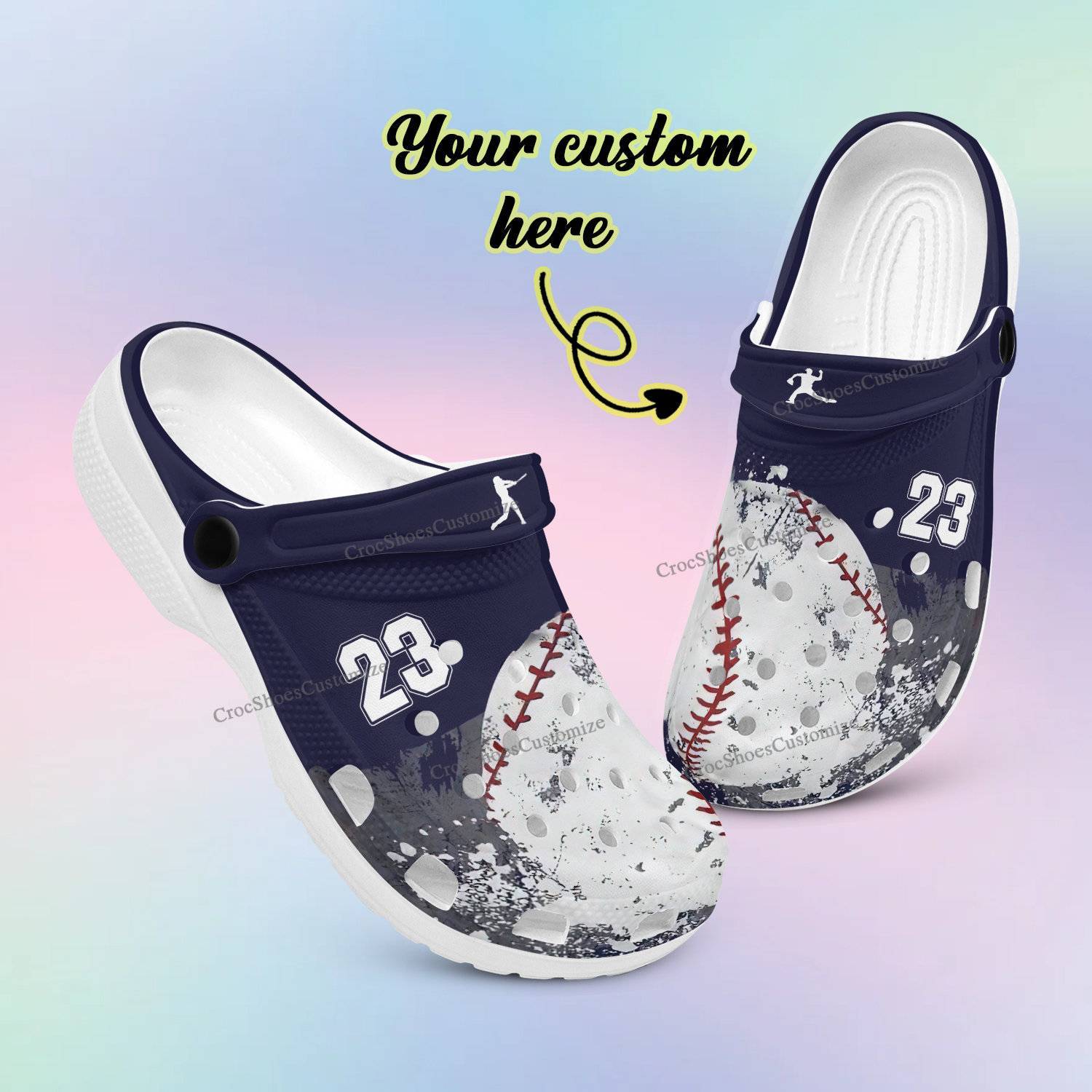 Big Baseball Vector Action Crocss Shoes Kids Funny Gift