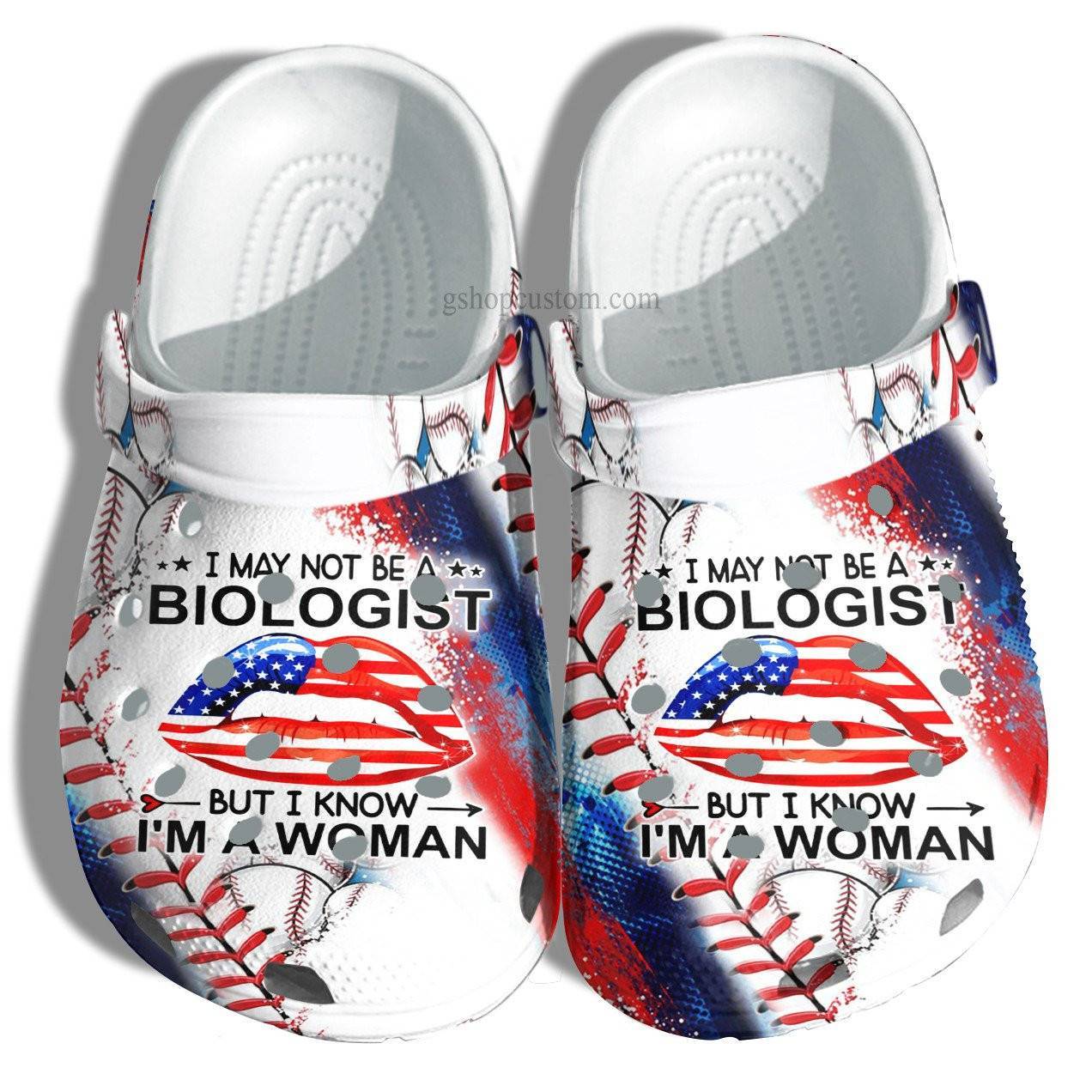 Biologist Woman Baseball Lover Croc Shoes Gift Daughter – Biologist America Flag Baseball Crocss Shoes Gift 4Th Of July