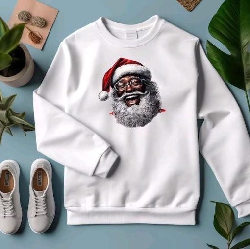 Black Retro Santa Sweatshirt, Christmas Gift For Him, Her, Them, Vintage Style Black Santa Sweatshirt