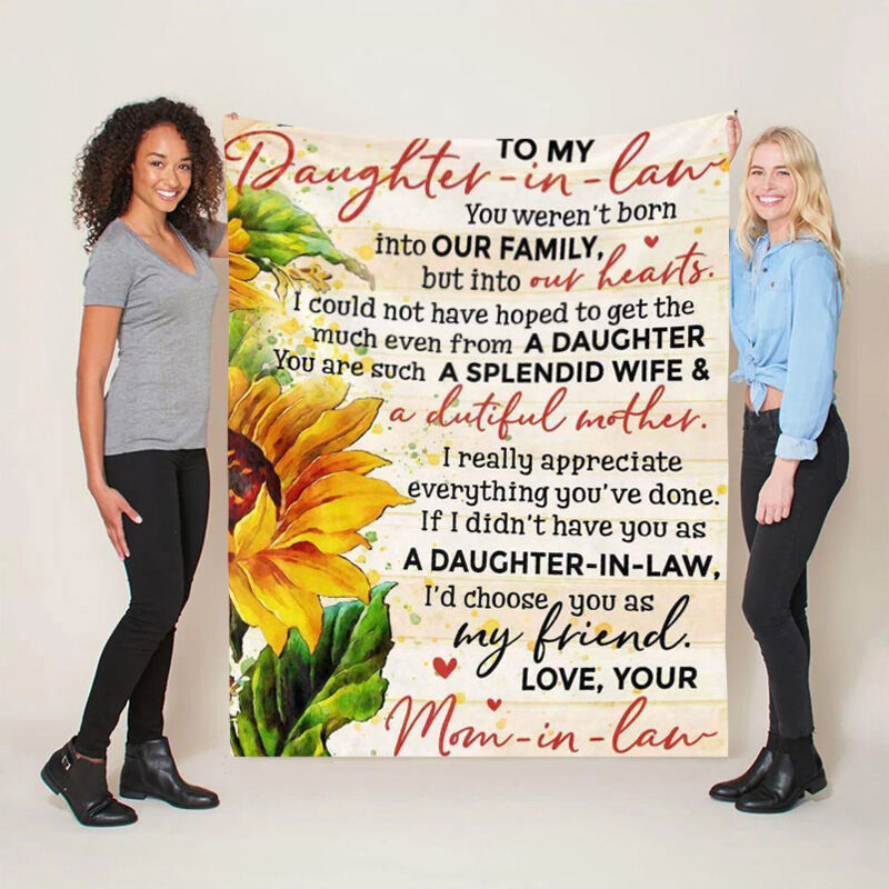 “Born in our family”Love Letter Blanket from Mother-in-law for Daughter-in-law, Fleece Blanket Gift, Gift for Daughter in Law