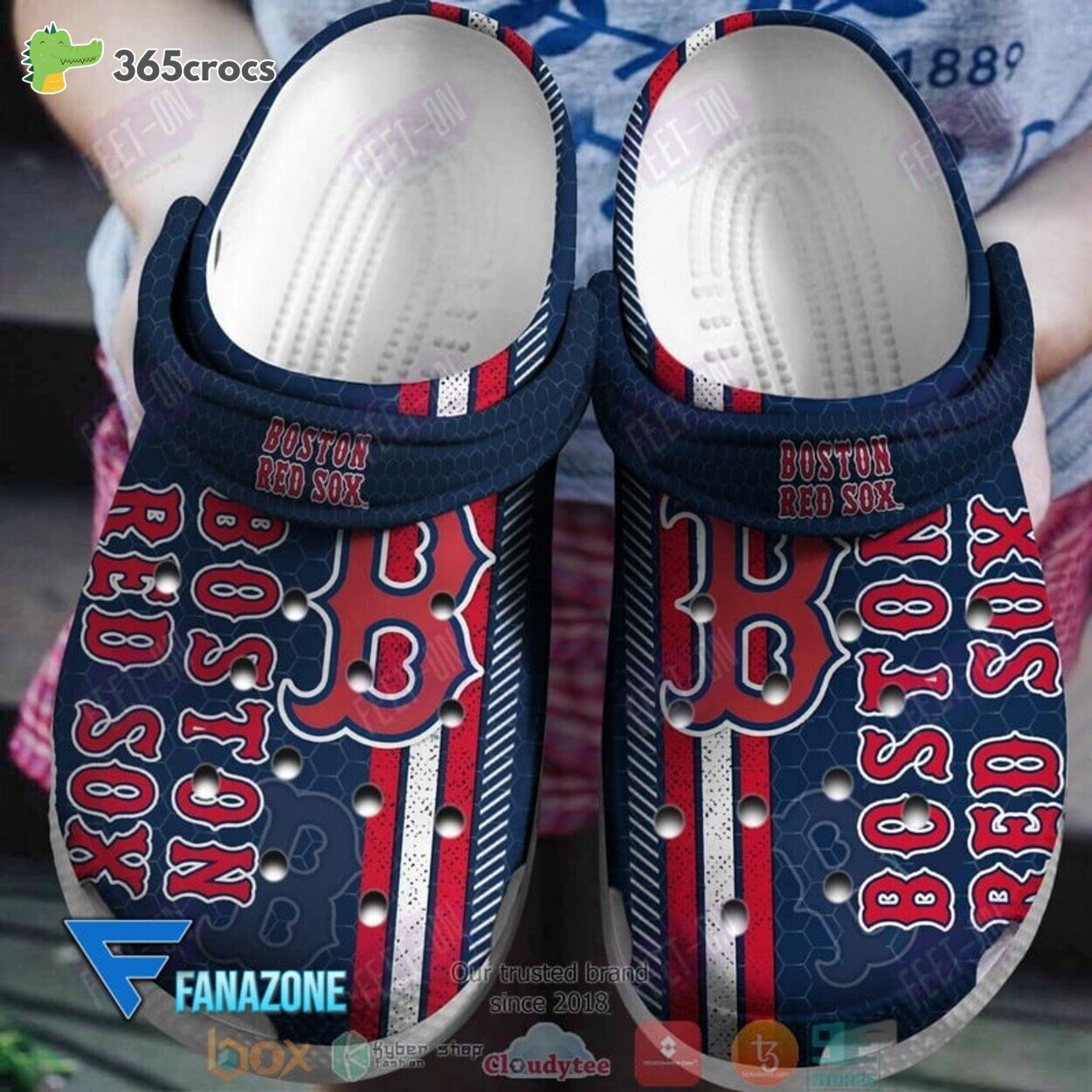 Boston Red Sox MLB logo blue red MLB Sport Crocss Clogs Shoes Comfortable