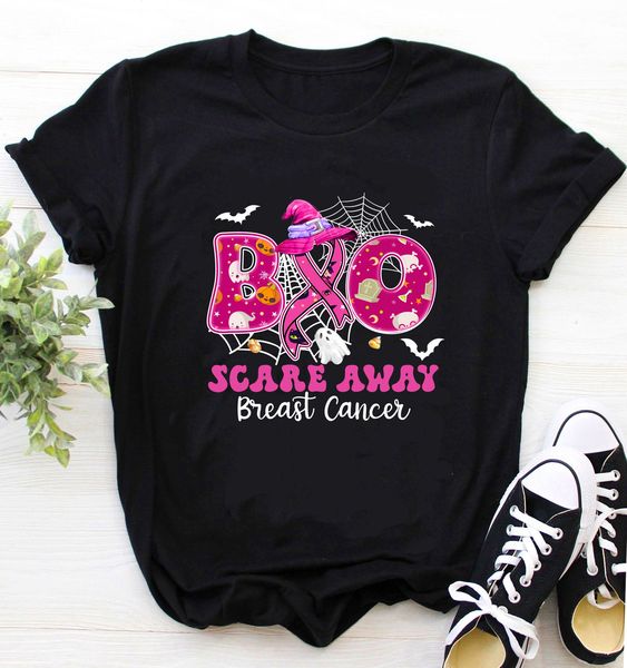 Breast Cancer Awareness Shirt / Pink Ribbon Shirt / Boo Scare Away Breast Cancer Awareness Pink Ribbon Halloween Shirt