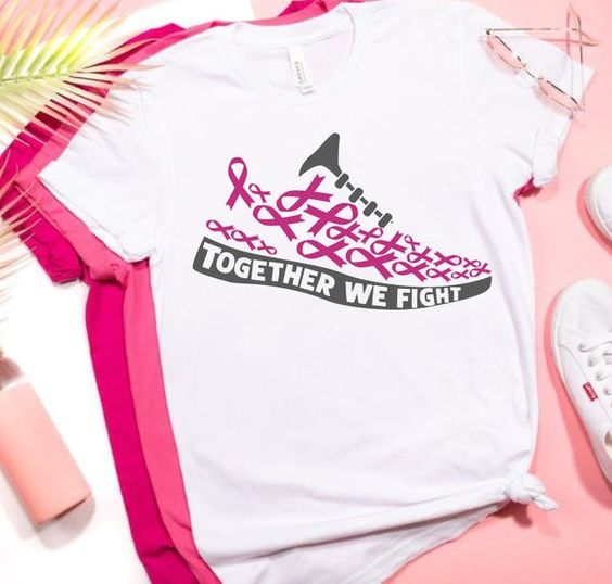 Breast Cancer T Shirt Design Together We Fight Running Shoes SVG Pink Ribbon