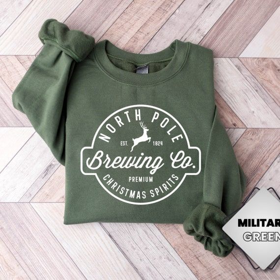 Brewing Co North Pole Sweatshirt, Christmas Shirts for Women, Christmas Crewneck, Holiday Sweatshirt, Winter Sweatshirt, Christmas Sweater