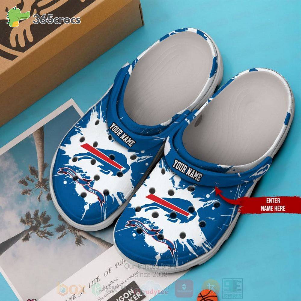 Buffalo Bills Nfl Custom Name Blue Pattern Crocss Clog Shoes
