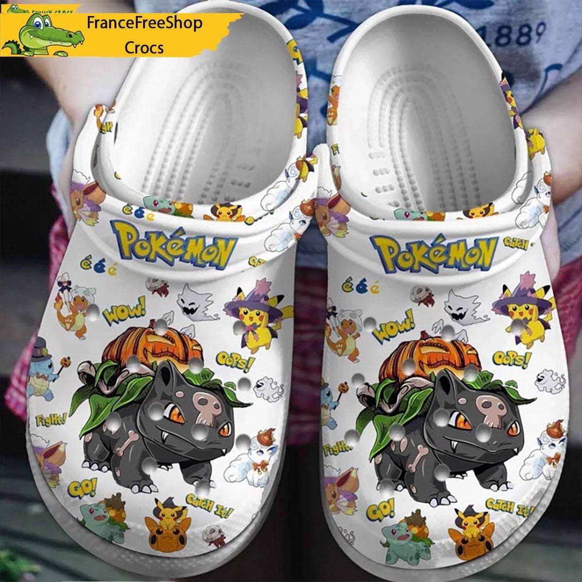 Bulbasaur Pokemon Design Slip On Clogs Personalized Unique Halloween Shoes