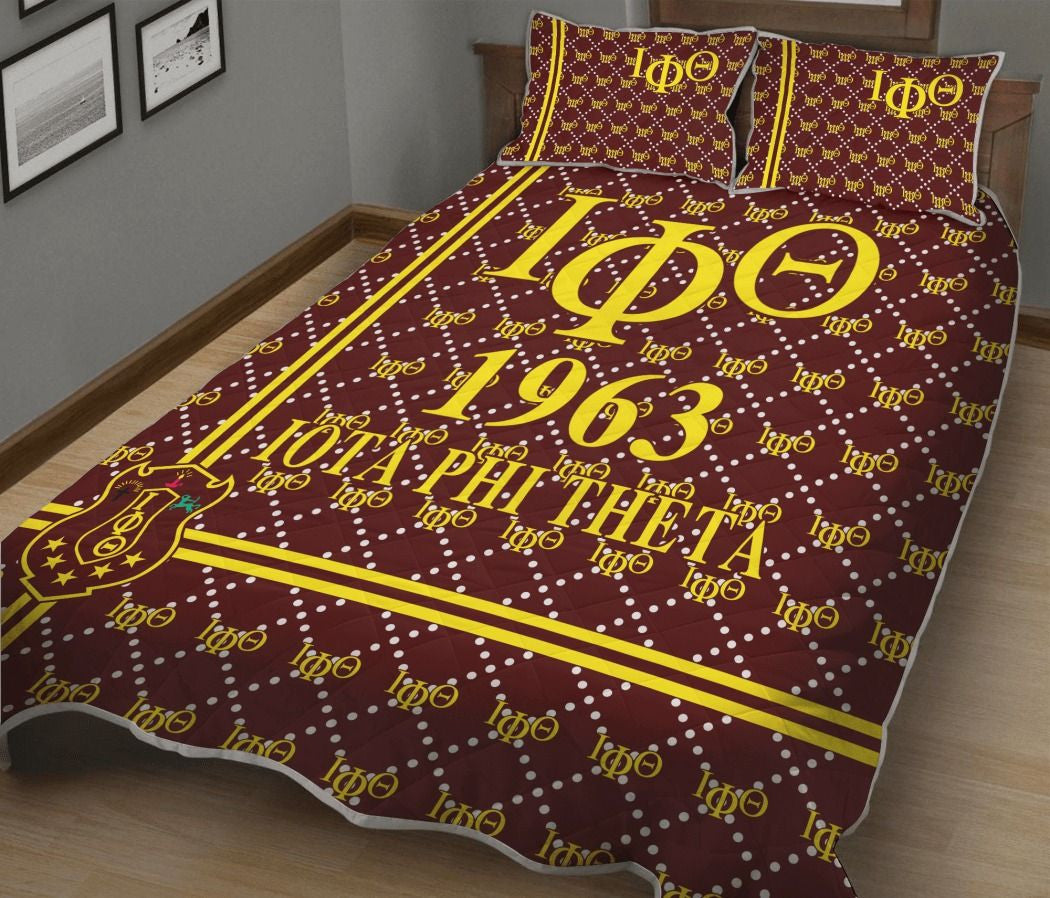 Wonderprint Home Set Ipt Iota Phi Theta 1963 Brown Style Quilt Bed Set Lt10