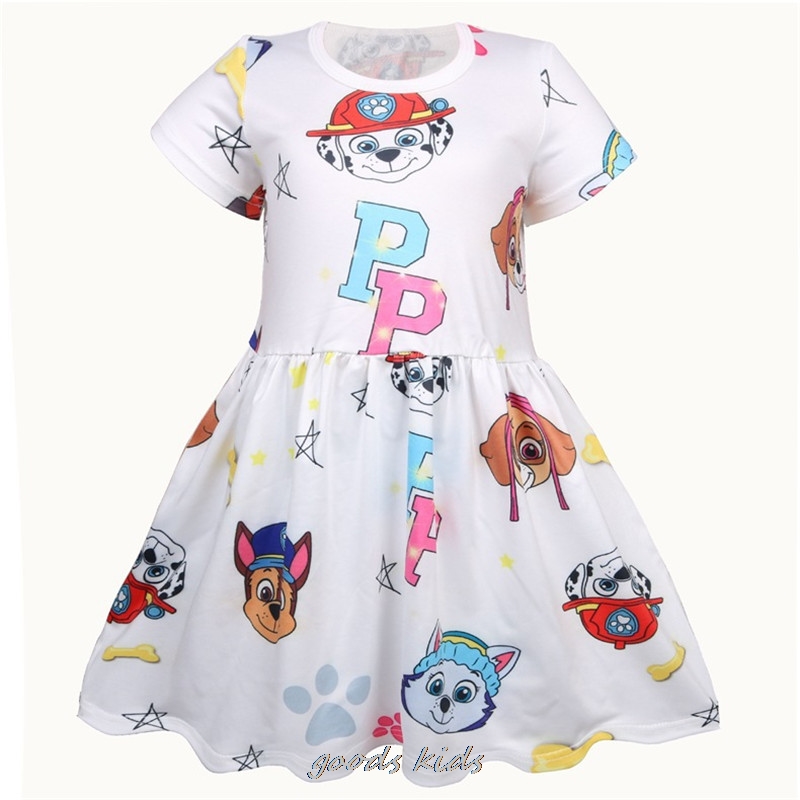 Spring Summer Girls Dress Shorts Sleeve Kids Tutu Dress PAW PATROL Girls Party Vestidos Cartoon Children Dress 3-8Y alx