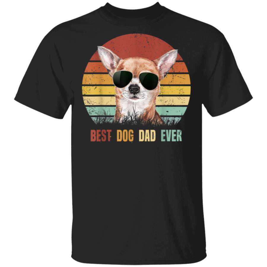 Mens Vintage Best Dog Dad Ever Chihuahua Tshirt Fathers Day Gifts T-Shirt