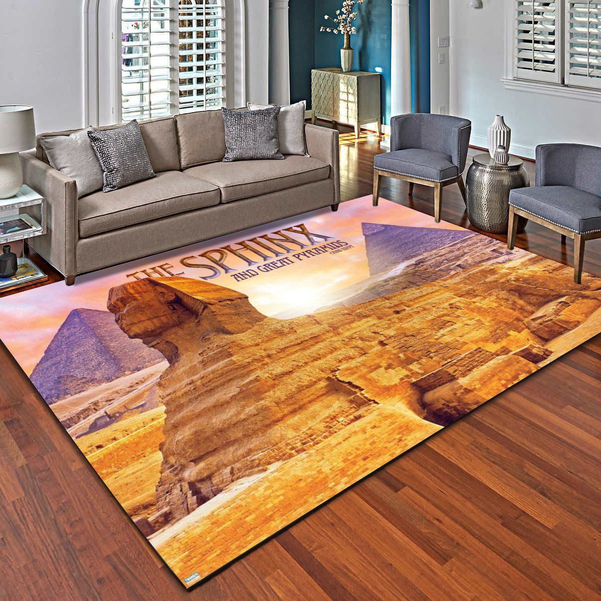 The Great Sphinx And Pyramids Area Rugs, Living Room Bedroom Carpet