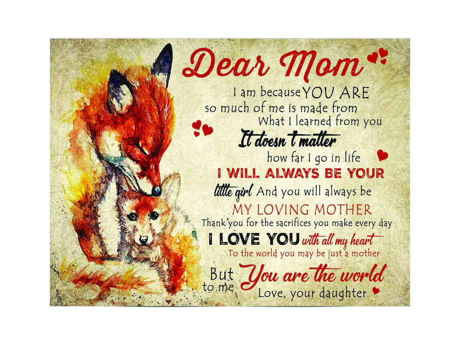 To My Mother Poster Canvas Fox Mom And Daughter, I Am Because You Are, Poster Wall Decor, Landscape Poster Gift Decor Home Decor Wall Art Visual Art