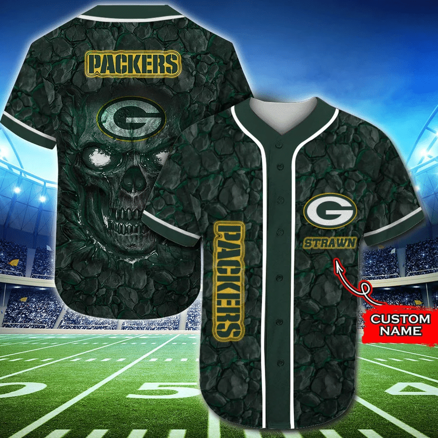 Green Bay Packers Baseball Jersey Skull Rock Personalized Name