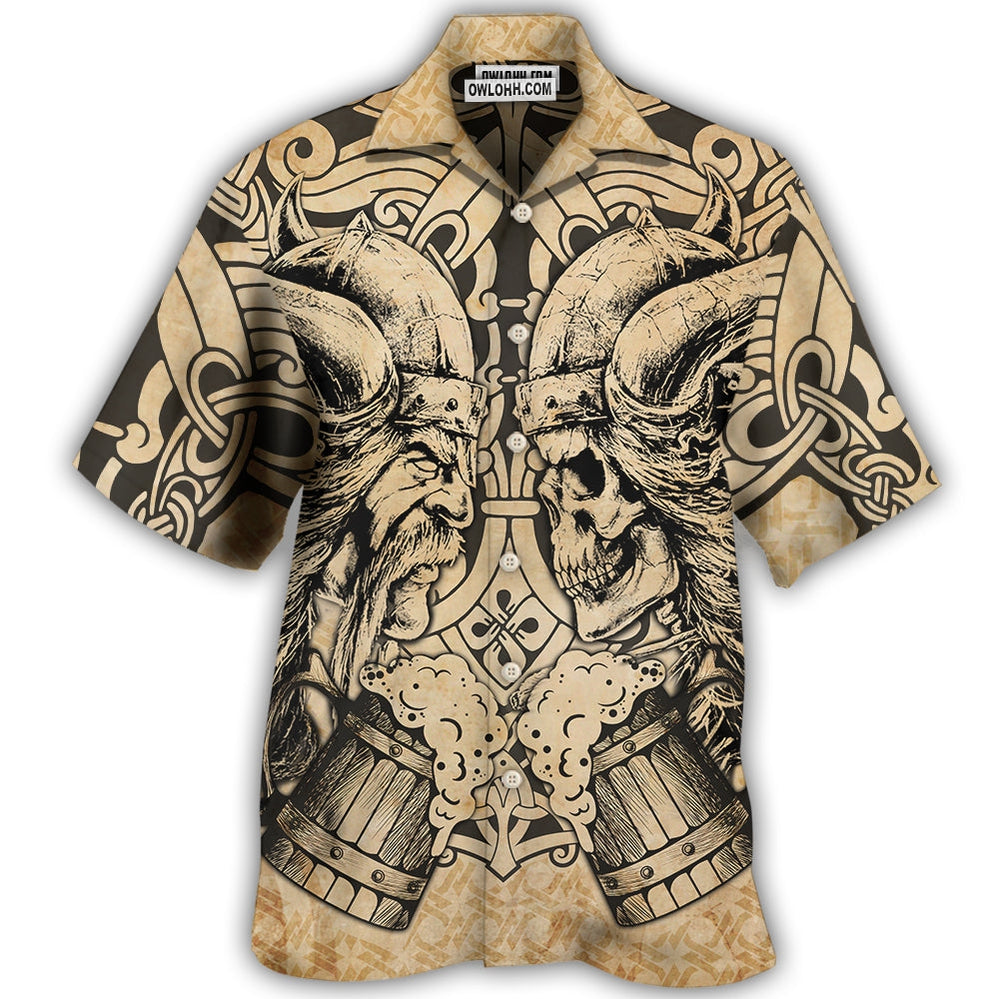 Viking Old Man With Skull Vintage – Hawaiian Shirt  – Owl Ohh