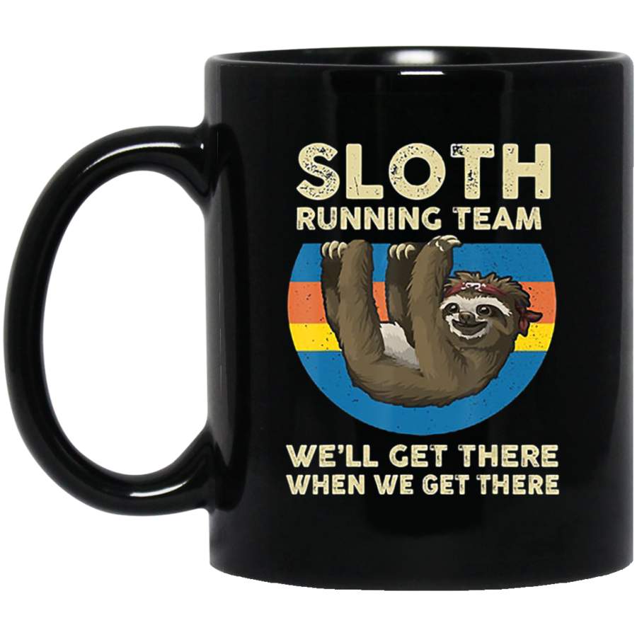 Sloth Running Team Retro Vintage Sunset Coffee Mug