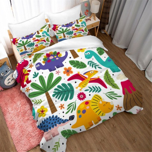 Cartoon Little Dinosaur 3 Duvet Cover Pillowcase Home Decor 3D Bedding Set