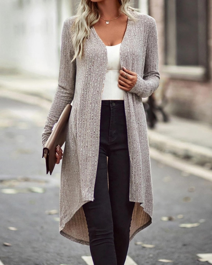 Casual Cardigan Open Front High Low Hem Longline Cardigan coat Long Sleeve top new ashion woman coat 2022 autumn winter spring alx