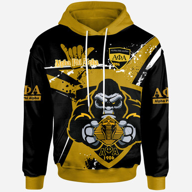 Alpha Phi Alpha Hoodie – Custom Gorilla Fraternity With Hand Sign And Sphinx Splash Style