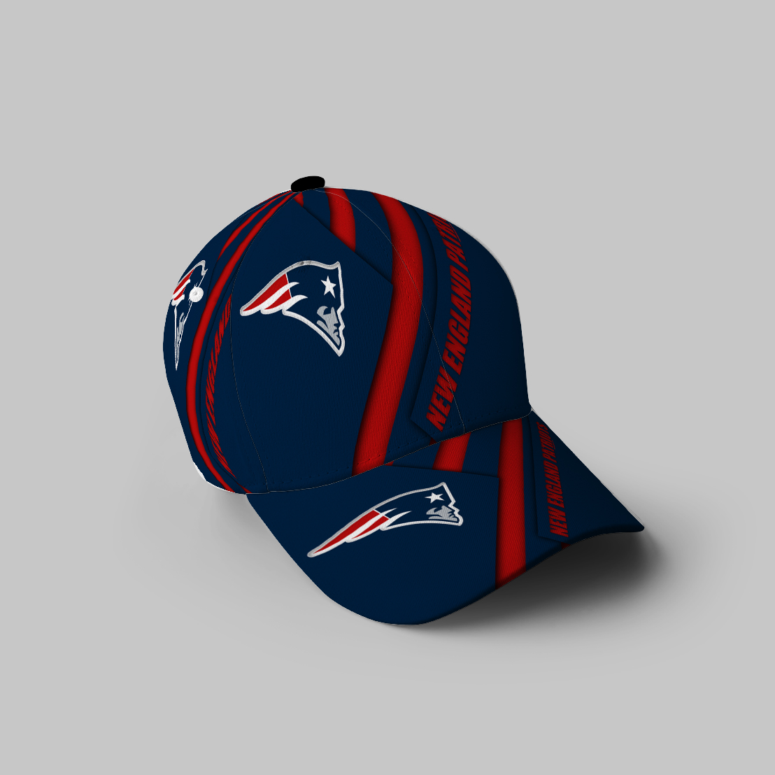 New England Patriots Red Blue2 3D Printing Baseball Cap Classic Hat