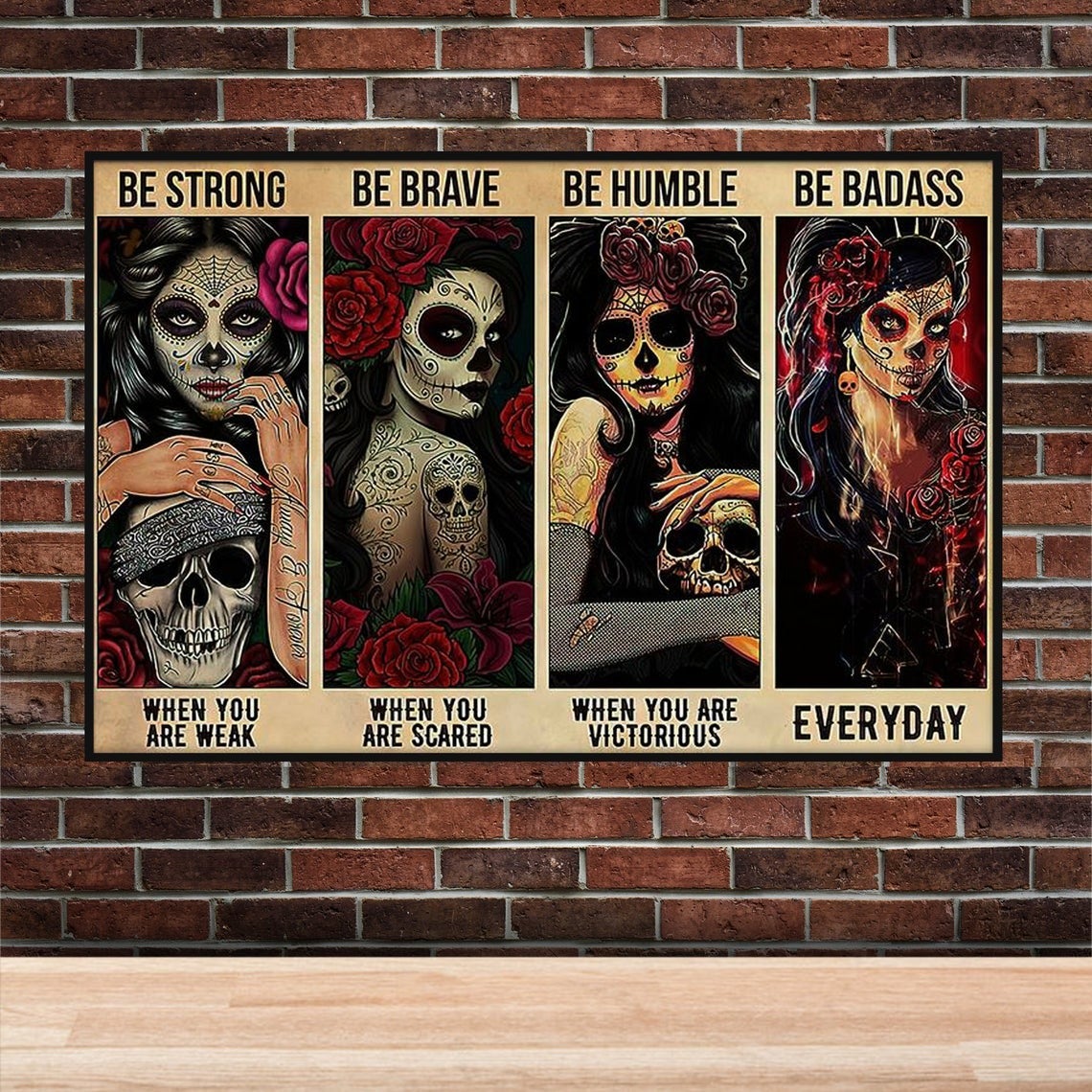 Girl Skull Be Strong When You Are Weak Canvas And Poster, Canvas Wall Art, My Poster Wall, Happy Halloween, Halloween Decoration