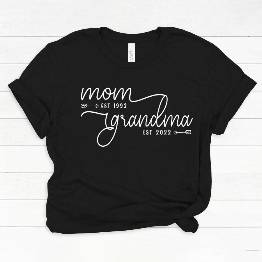 Mom Est Grandma Est Custom Th Black Classic Canvas