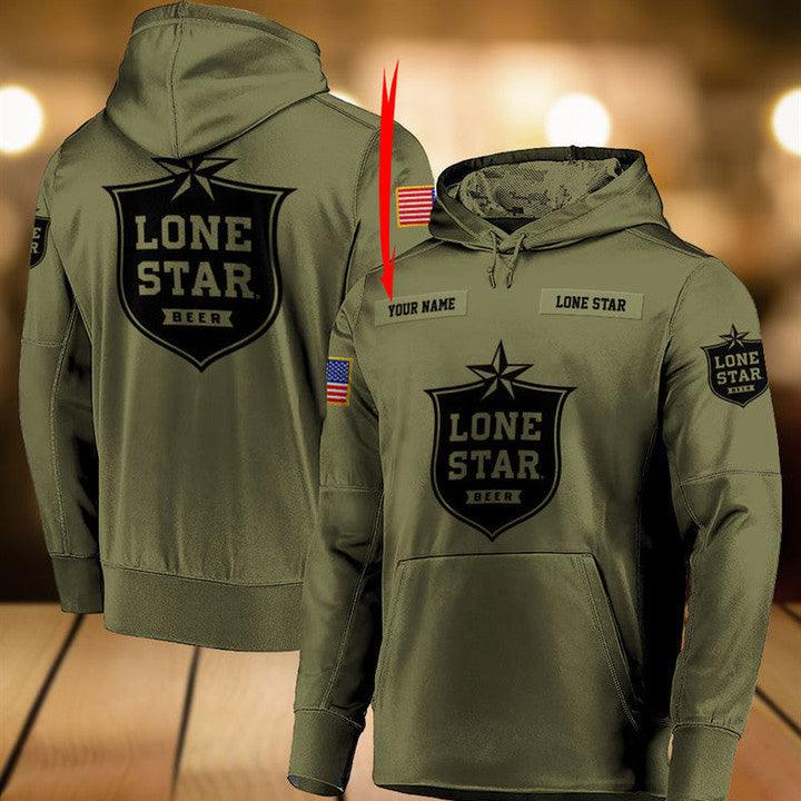Personalized Military Green Lone Star Beer Hoodie & Zip Hoodie
