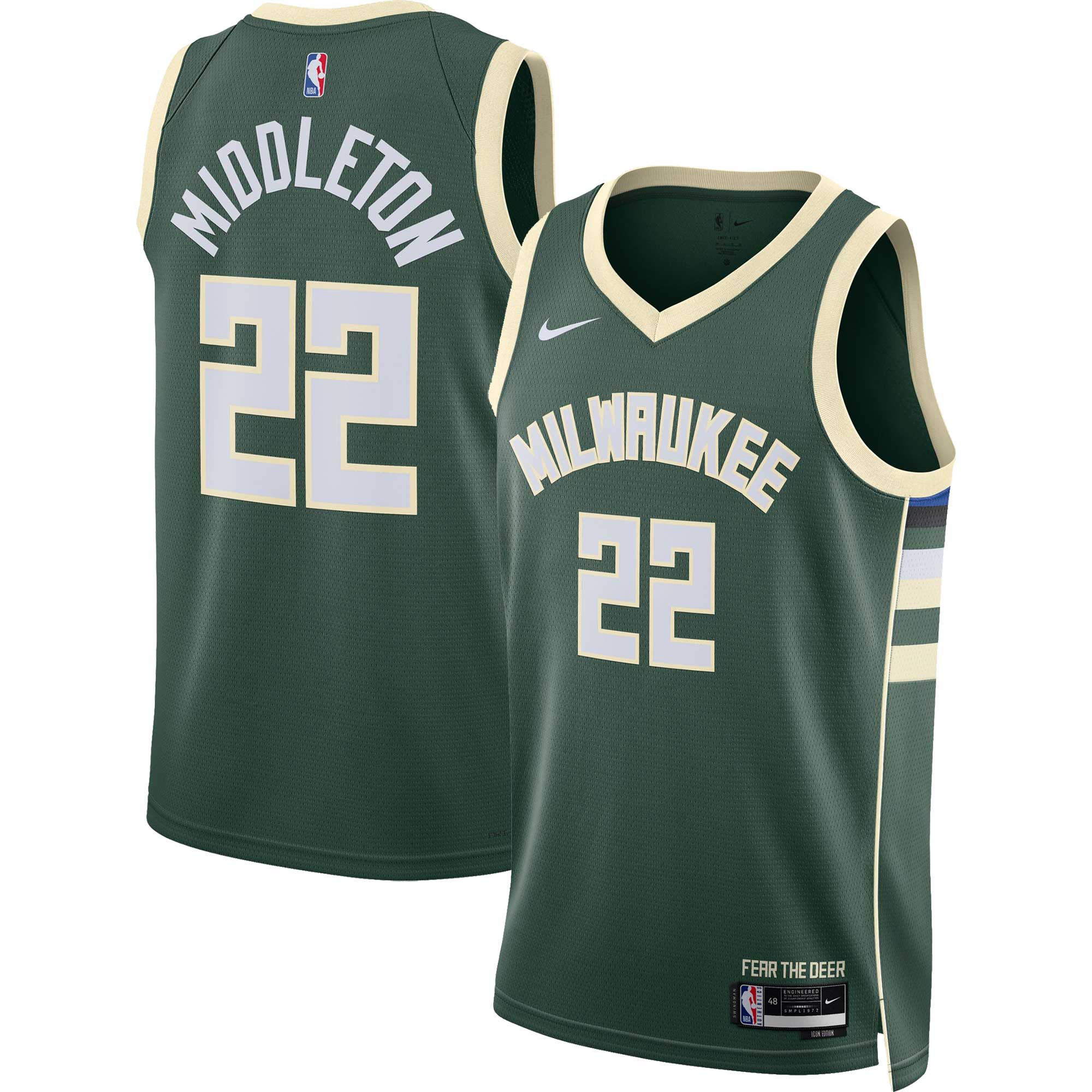 Khris Middleton Milwaukee Bucks Unisex Swingman Jersey – Icon Edition – Hunter Green