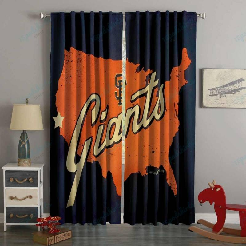 3D Printed San Francisco Giants Style Custom Living Room Curtains