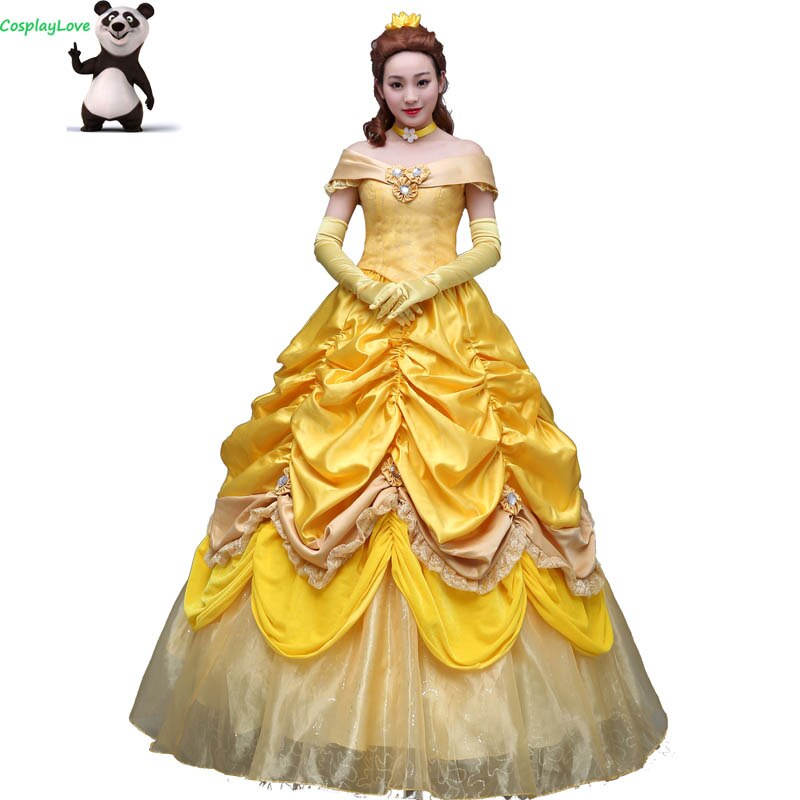 Beauty and The Beast Custom Made Yellow Adult Princess Belle Dress Cosplay Costume For Kid Women alx