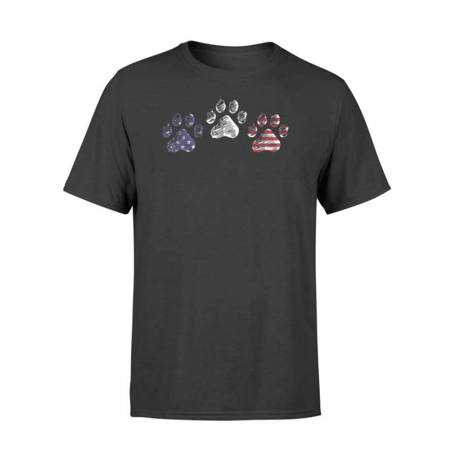 Red White Blue Dog Paws USA Flag 4th Of July Women – Standard T-shirt