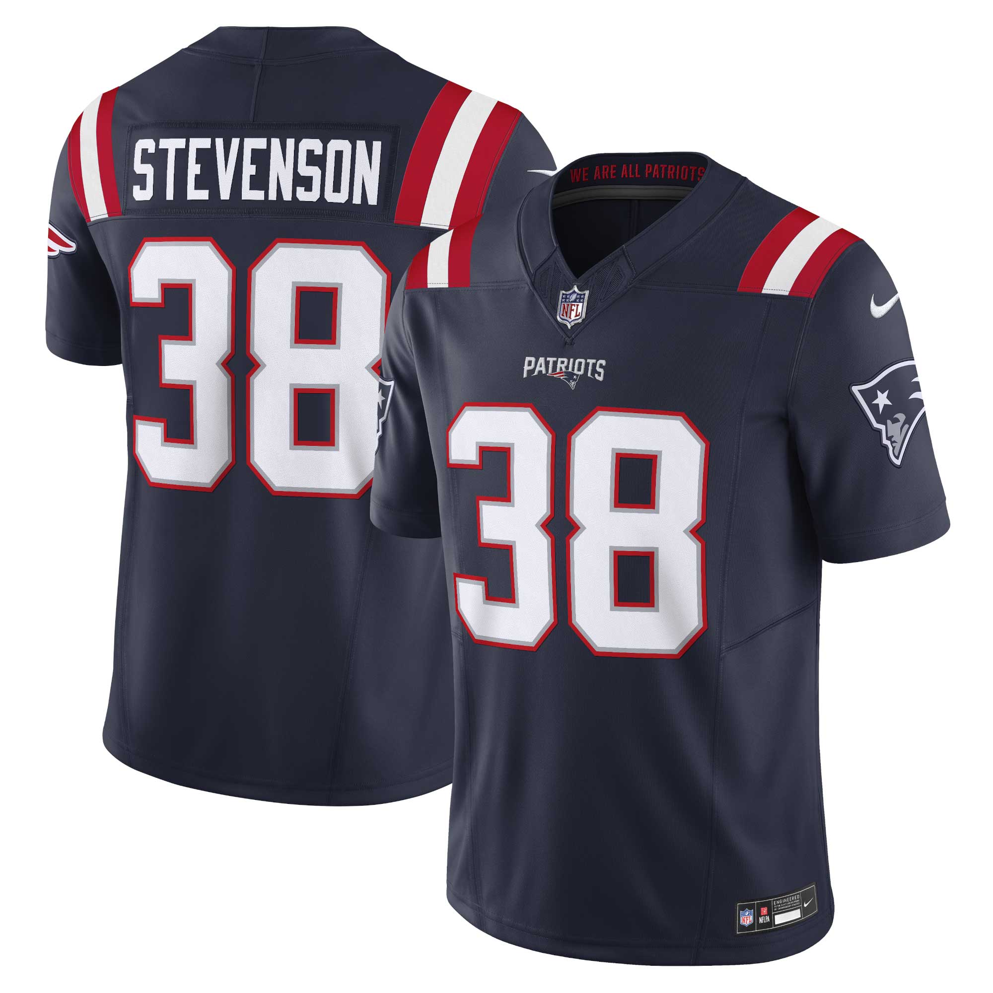 Men’s New England Patriots Rhamondre Stevenson Navy Vapor F.U.S.E. Limited Jersey