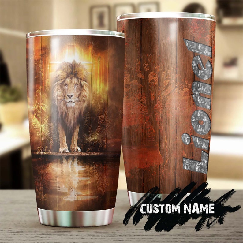 Lamb Reflect Lion Cross Jesus Faith Personalized Tumbler-Jesus Gift -Birthday Christmas Gift For Jesus Lover Catholic Christians