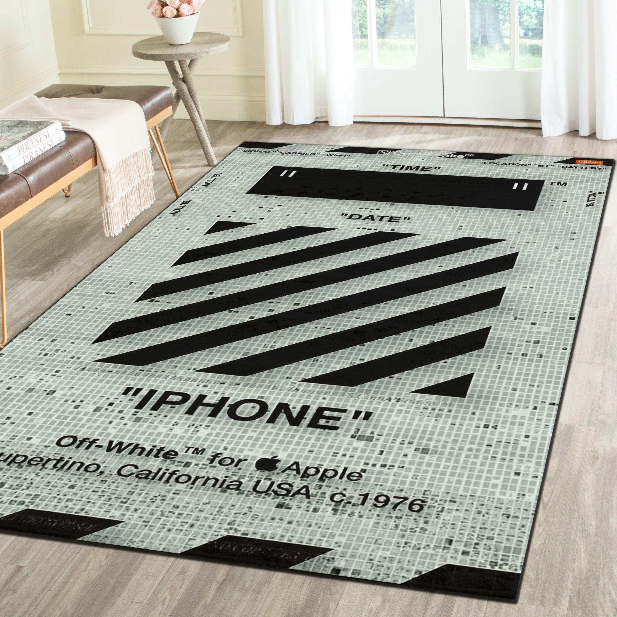 Off-White Insprired Rug, Luxury Hypebeast Living Room Bedroom Carpet, Fashion Brand Floor Decor