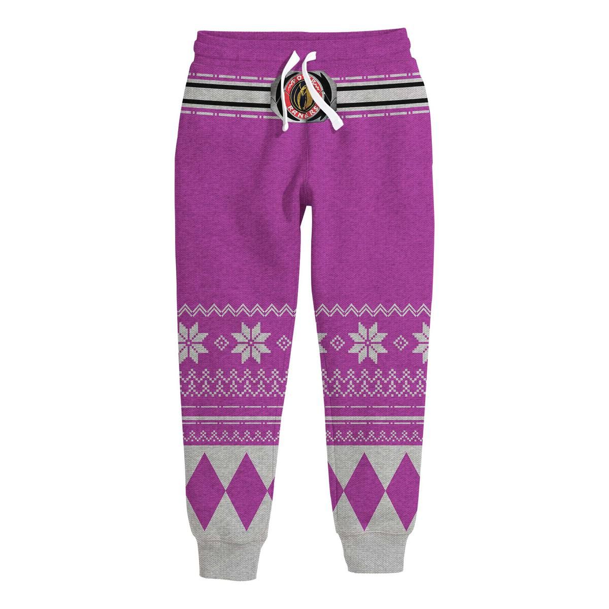 3D Mighty Morphin Power Ranger Pink Ugly Christmas Custom Kid Sweatpants