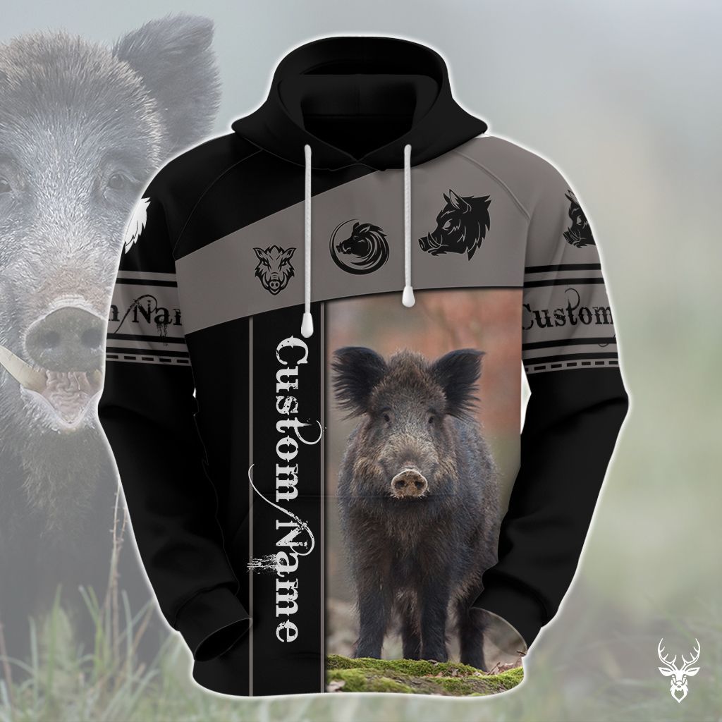 BOAR HUNTING CUSTOM NAME HOODIE QQ TDT092009L01TL