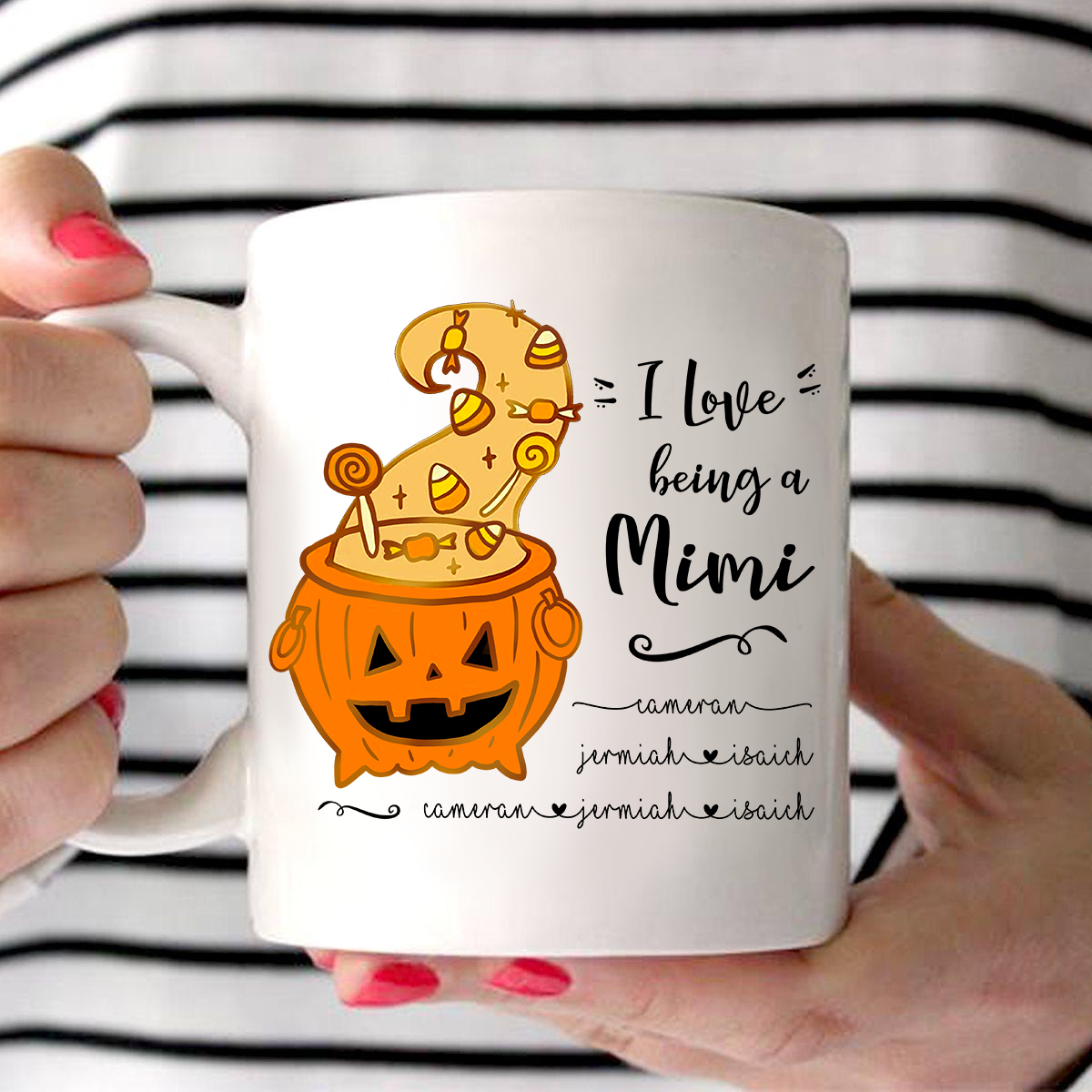 Apayprint – I Love Being A Mimi – Pumpkin  Candy  Personalized Mug