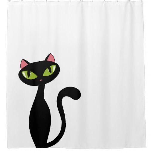 Black Cat Green Eyes 3D Printed Shower Curtain Giving Cat Lovers For Home Decor