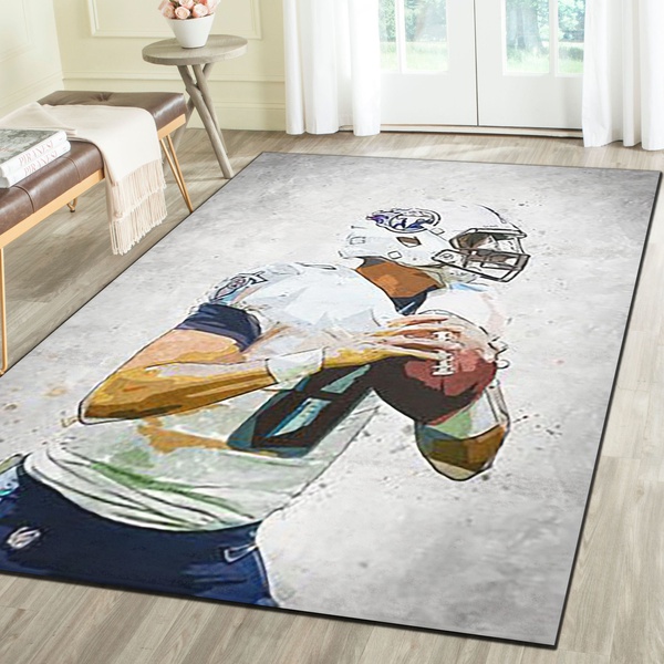 Tennessee Titans Logo Area Rug, Football Team Living Room Bedroom Carpet, Sports Floor Mat