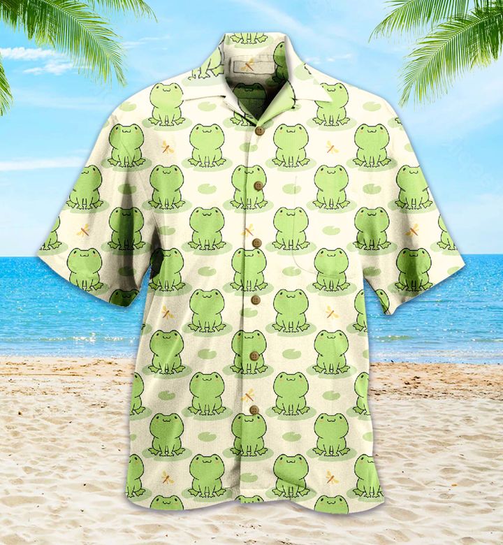 Cute Frog Pattern Green Hawaii Shirt Ha51960