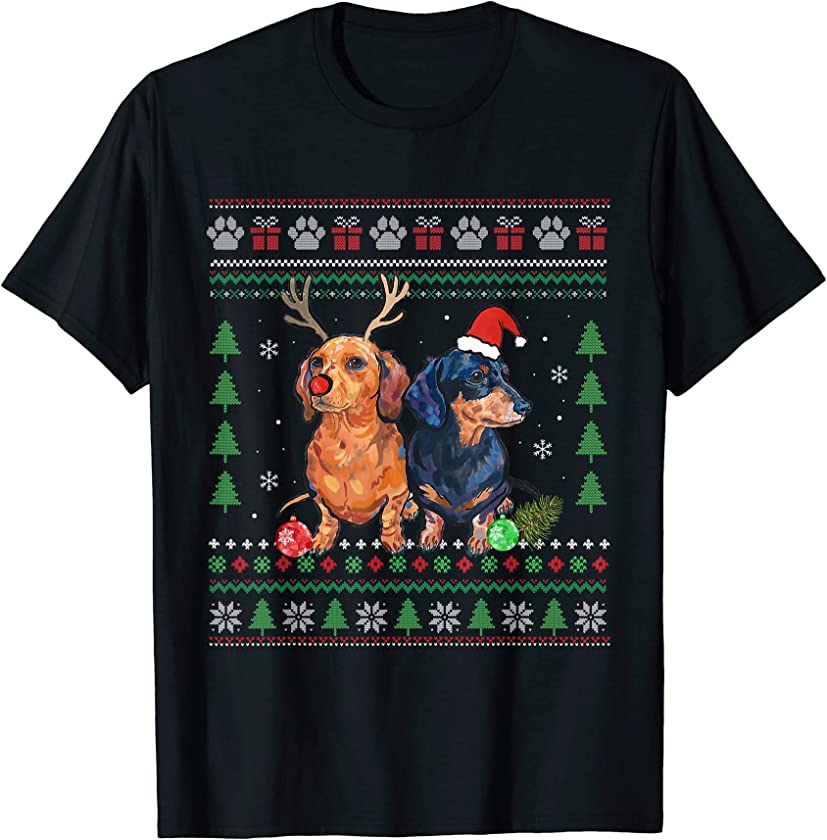 Ugly Christmas Sweater Dachshund Ornament Dog Lover Xmas T-Shirt