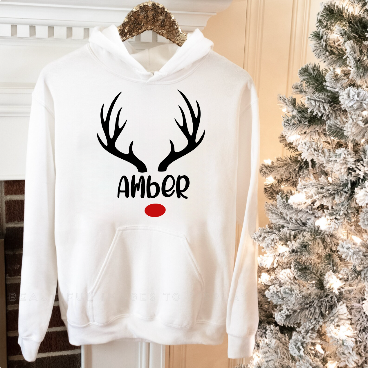 Personalized Christmas Deer Gift Hoodie For Kids & Adults, Holiday Hoodie, Christmas Eve Hoodie