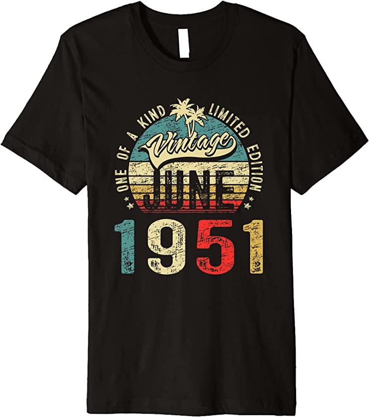 70th Vintage Birthday For Men and Women Vintage June 1951 Premium T-Shirt