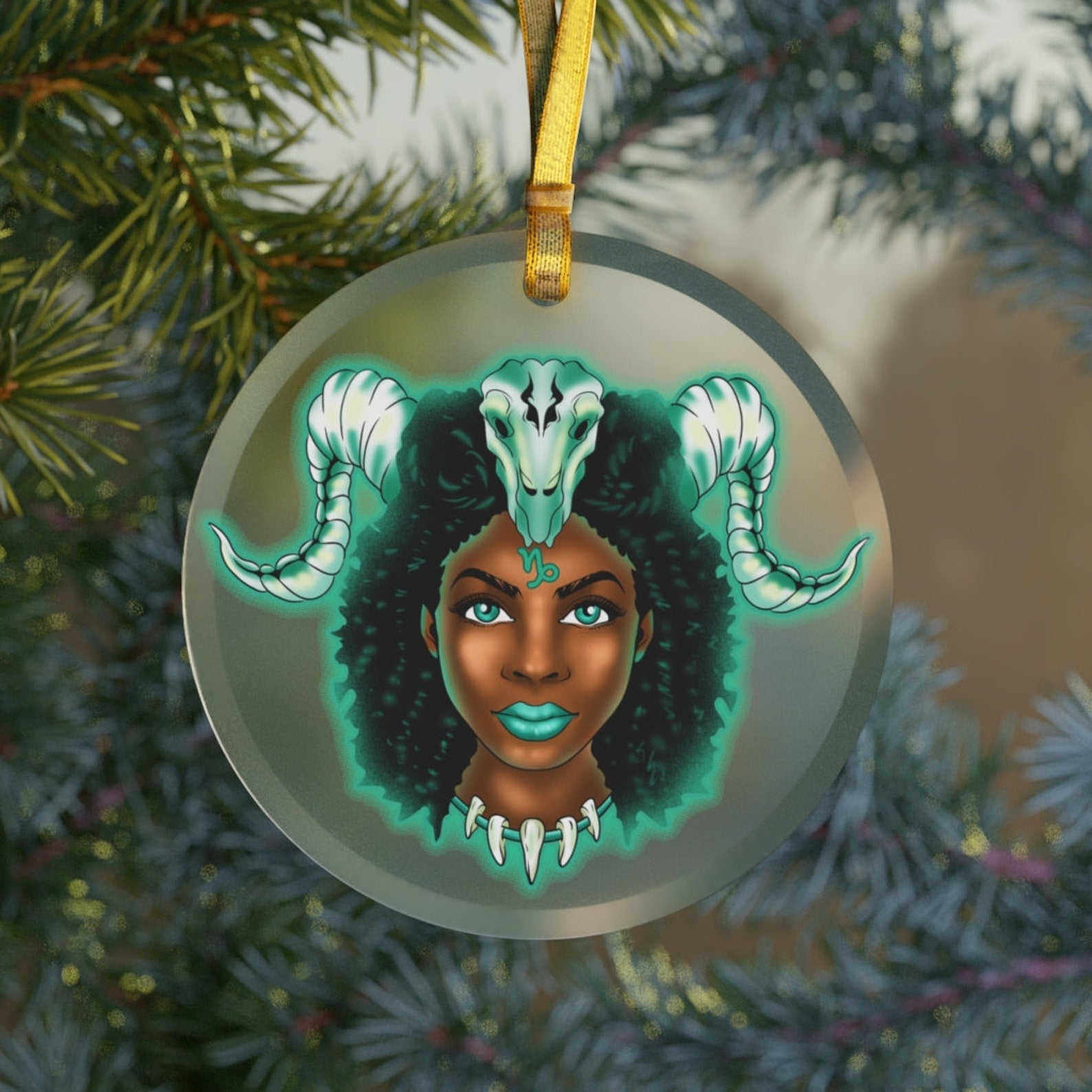 Capricorn Zodiac Black Girl Magiccapricorn Giftsblack Girl Astrologyblack Queen Christmas Ornament