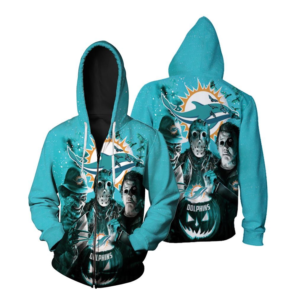 freddy jason michael myers loves dolphins pumpkin head halloween Jersey jersey Zip Hoodie