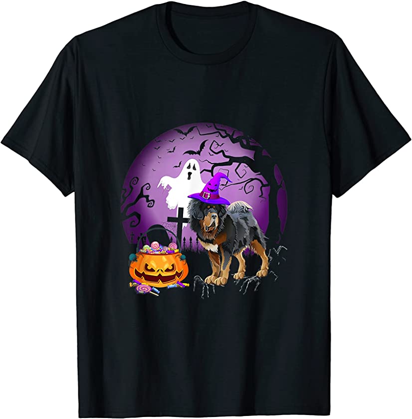 Tibetan Mastiff Dog Candy Pumpkin Halloween Lover T-Shirt