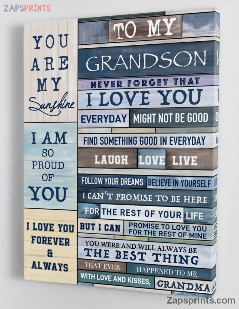 Grandchildren Canvas  – To My Grandson – From Grandma – Framed Canvas Gift Gms037 – Drandkids Canvas Artblankets.