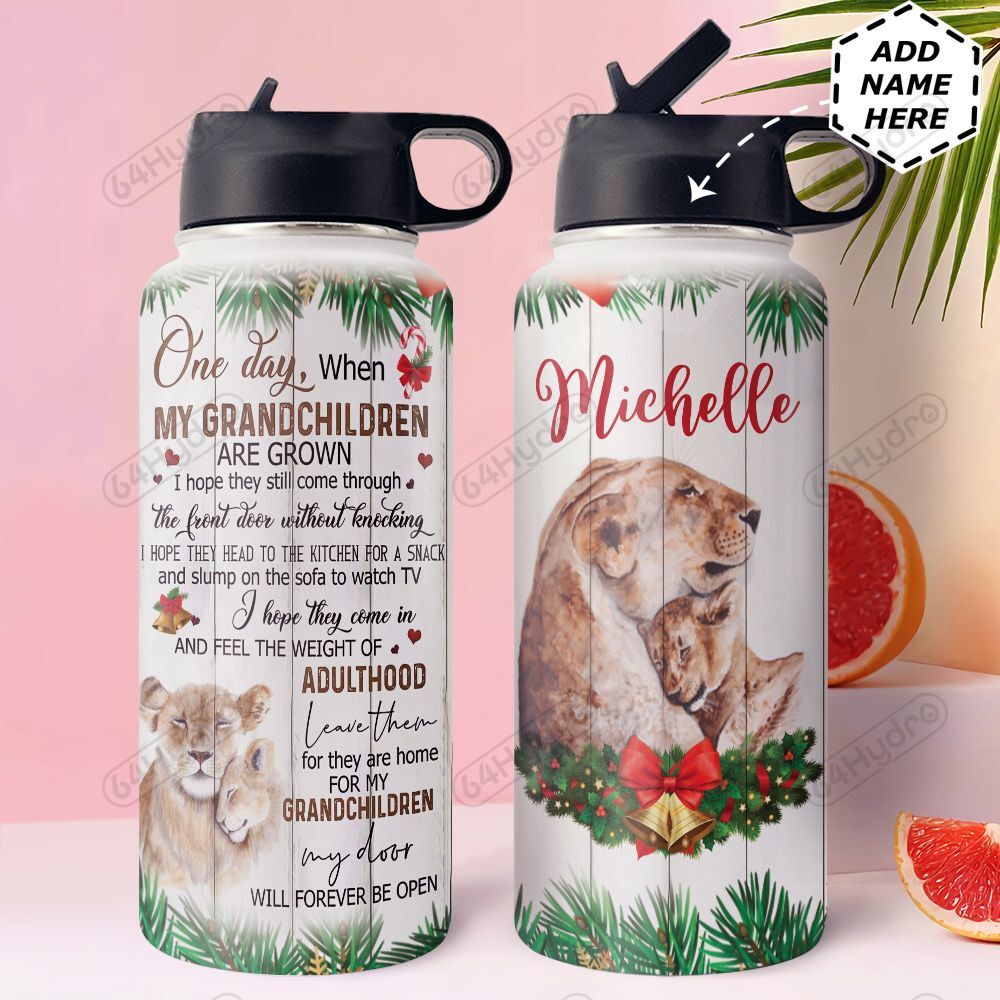 To Lion Grandchild Personalized Mda0311007 Stainless Steel Bottle With Straw Lid