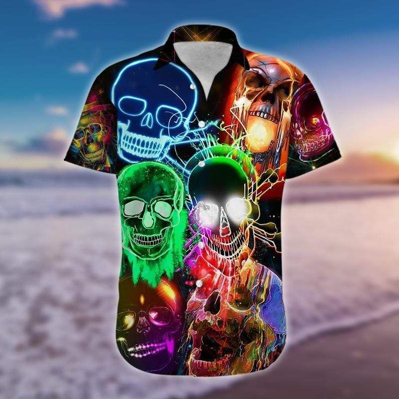 Cover Your Body With Amazing Hawaii Aloha Shirts Awesome Glowing Skull Ha65799