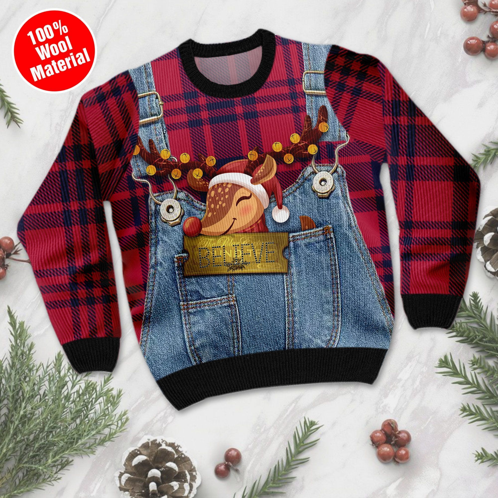 The Polar Express Ticket Reindeer Ugly Sweater For The Polar Express And Reindeer Lovers On Christmas Days